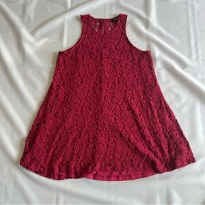 Shyanne Country Western Wear Deep Magenta Lace Dress Lined Size L Sleeveless
